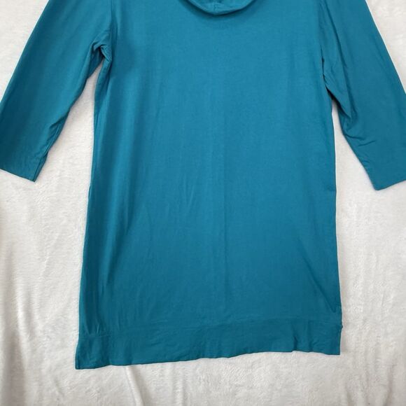 LL Bean Bright Blue Full Zip Hooded 3/4 Sleeve Beach Swim Cover Up Dress Small - Picture 13 of 14